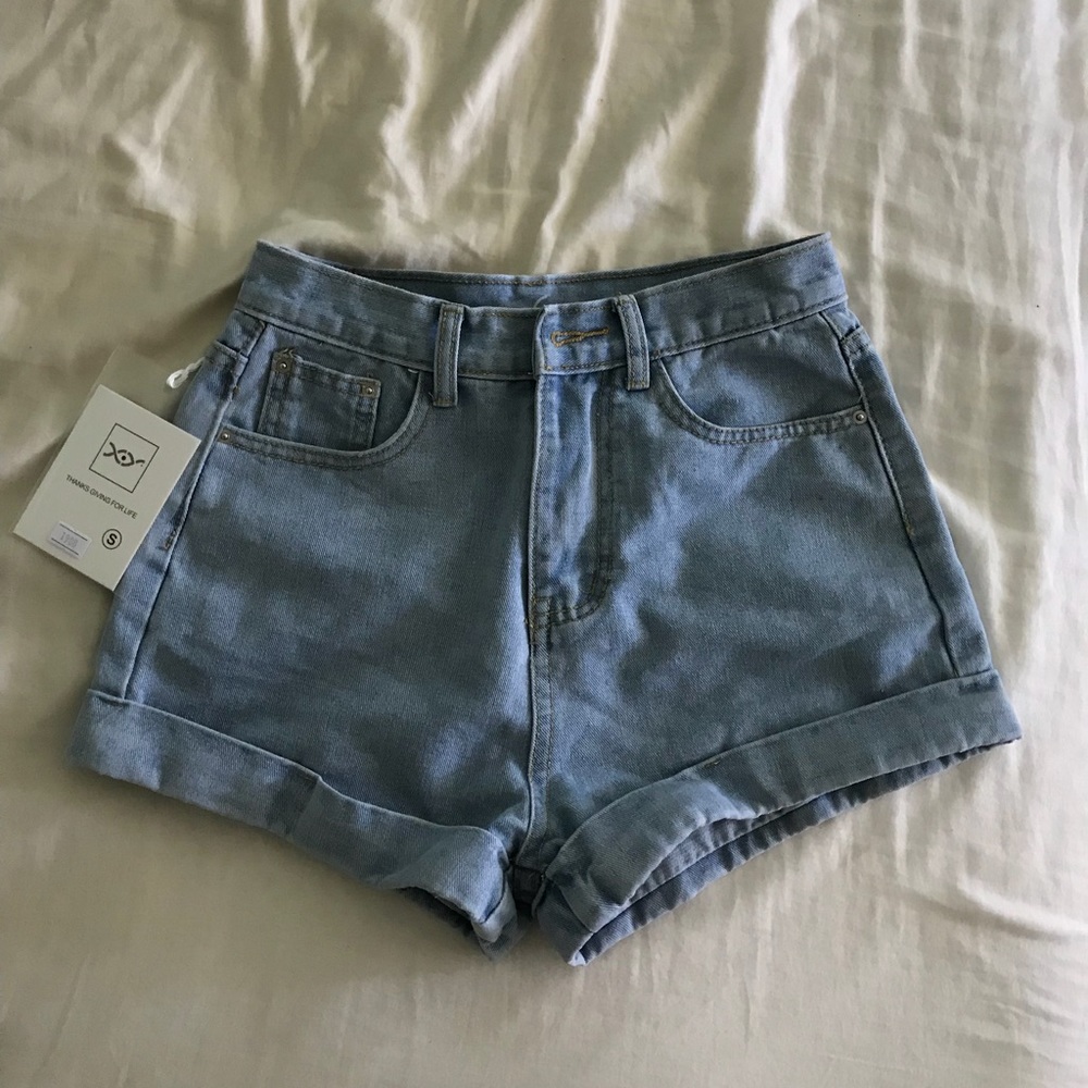 high waisted denim shorts